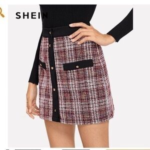 Shien | Plaid Tweed Highrise Mini Skirt